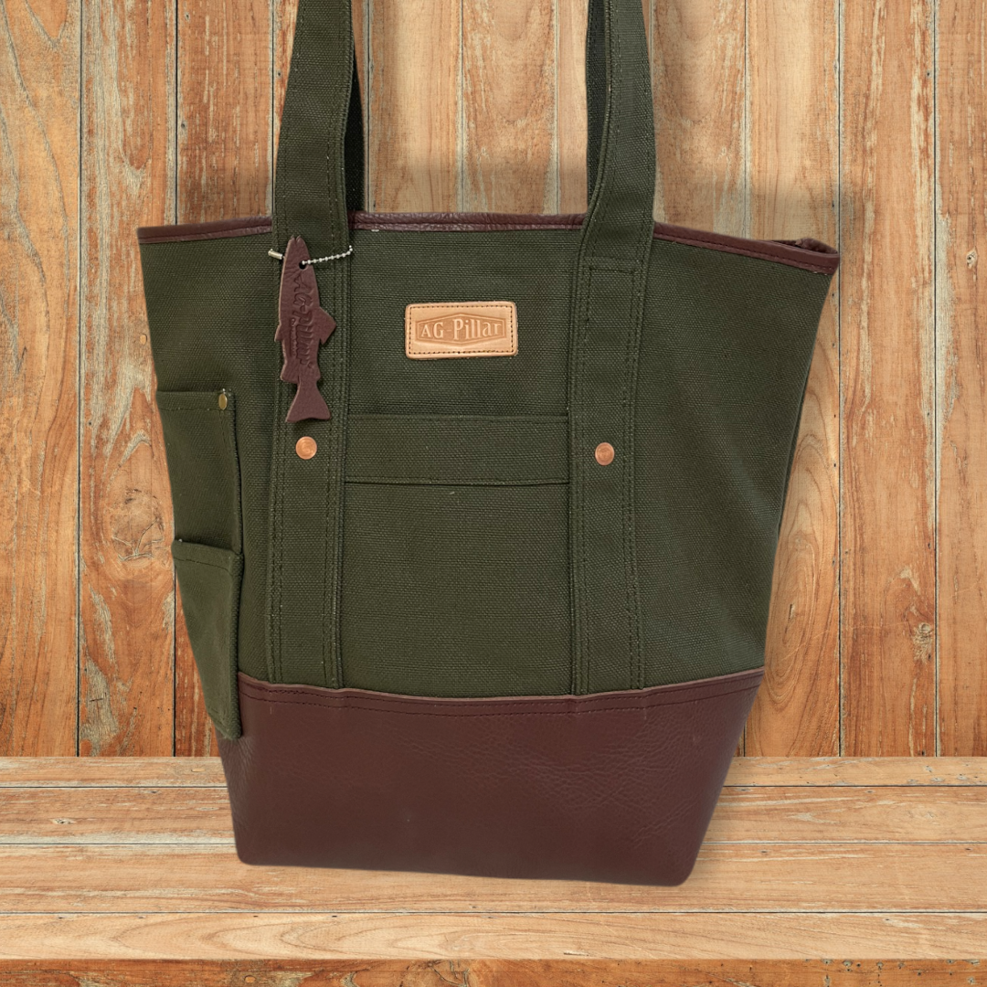 Heavy Canvas Leather Bag | Olive】 | AG-Pillar